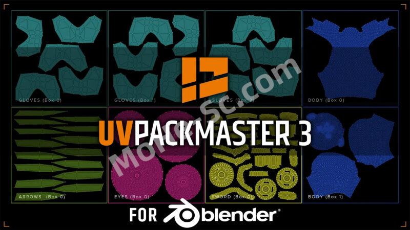 Blender UV贴图打包插件 UVPackmaster PRO v3.3.0 For Blender 2.8+-MOHE素材库-设计行业的乐园，各类素材的矿山！