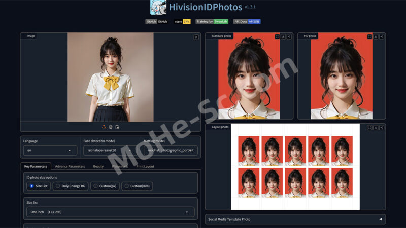 Hugging Face 一键AI证件照在线制作！支持离线、换装、美颜等 HivisionIDPhotos-MOHE素材库-设计行业的乐园，各类素材的矿山！