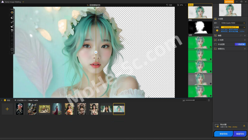 Aiarty Image Matting 最先进的基于 AI 的图像抠图软件，便携开心版，细节完美，像素级抠图，本地部署使用，隐私保护，适配老旧电脑-MOHE素材库-设计行业的乐园，各类素材的矿山！