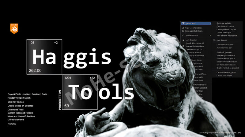 Blender加快工作流程快捷小功能插件 Haggis Tools V1.1.5 For Blender 2.8 +-MOHE素材库-设计行业的乐园,各类素材的矿山!
