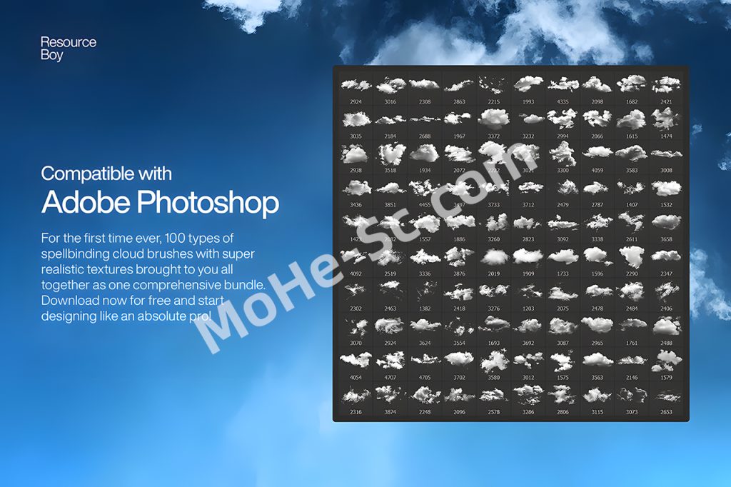 图片[2]-100款真实云朵云层蓝天白云多云天空云彩PS笔刷abr插件设计素材 100 Cloud Photoshop Brushes 免费下载