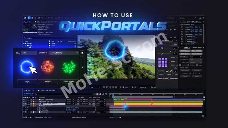 AE能量传送门特效视频转场脚本 QuickPortals V1.0.0 For After Effects 2024 +-MOHE素材库-设计行业的乐园,各类素材的矿山!
