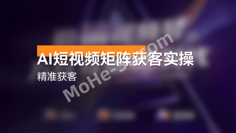 AI短视频矩阵获客实操课｜企业低成本精准引流指南-MOHE素材库-设计行业的乐园，各类素材的矿山！