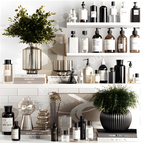 3DMAX 简约风格浴室装饰模型 浴室空间设计灵感 收纳 洗漱 装饰 洗护用品 3D模型-MOHE素材库-设计行业的乐园，各类素材的矿山！