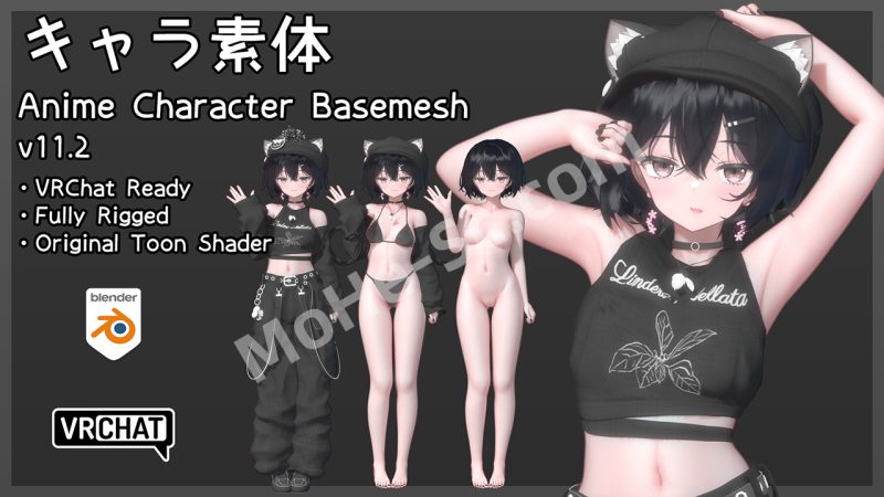 Blender/FBX卡通女性角色3D模型 Anime Character Basemesh v11.2 For Blender 4.2 +-MOHE素材库-设计行业的乐园,各类素材的矿山!