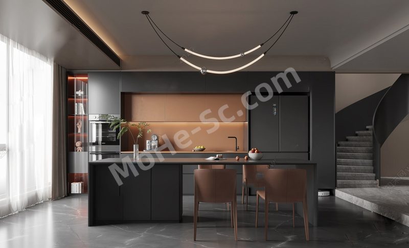 【吧台】现代家居吧台区_中岛台餐桌椅_餐厅橱柜SU模型-MOHE素材库-设计行业的乐园，各类素材的矿山！