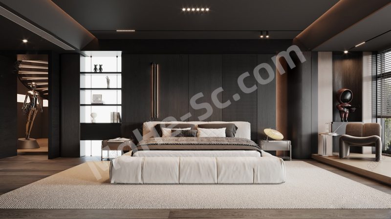 【卧室 Bedroom】Minotti米洛提现代卧室SU模型 Minotti Modern Bedroom SU Model-MOHE素材库-设计行业的乐园，各类素材的矿山！