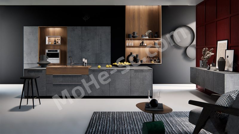【厨房 Kitchen】现代开放式厨房SU模型 Modern open kitchen SU model-MOHE素材库-设计行业的乐园，各类素材的矿山！