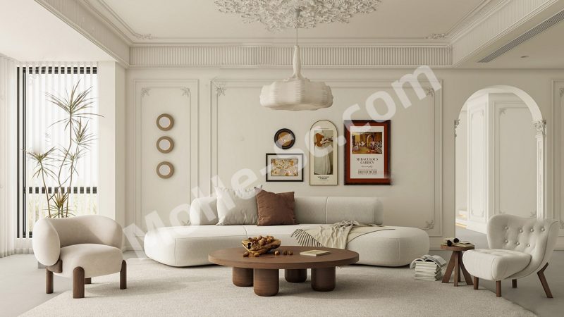 【客厅 Living Room】法式家居客厅SU模型  French Style Living Room SU Model-MOHE素材库-设计行业的乐园，各类素材的矿山！