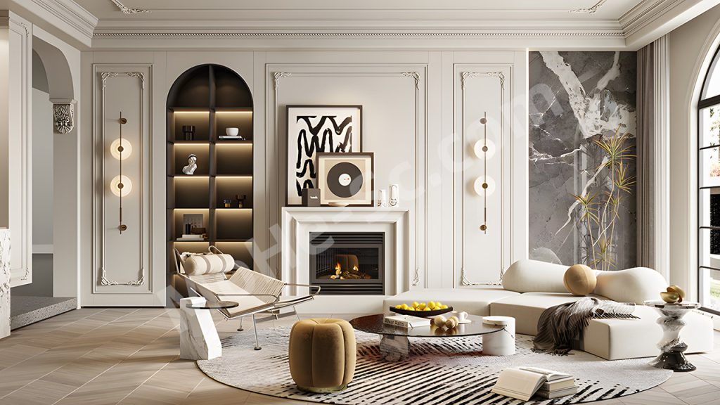 【客厅 Living Room】法式客厅SU模型 French Living Room SU Model