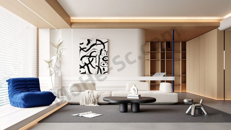 【客厅 Living Room】现代家居客厅SU模型 Modern Home Living Room SU Model-MOHE素材库-设计行业的乐园，各类素材的矿山！