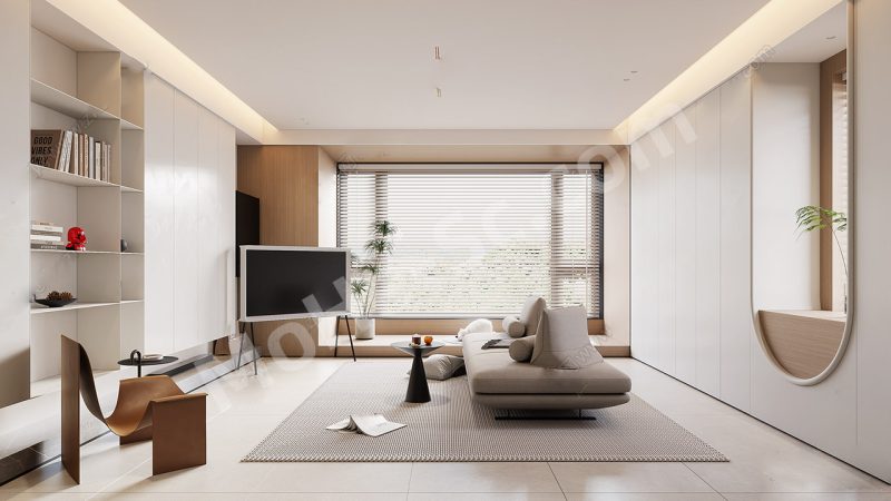 【客厅 Living Room】现代家居客厅SU模型  Modern Home Living Room SU Model-MOHE素材库-设计行业的乐园，各类素材的矿山！