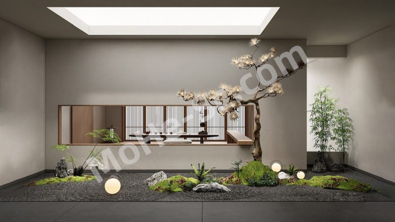 【庭院 Courtyard】现代庭院景观小品SU模型 Modern courtyard landscape sketch SU model-MOHE素材库-设计行业的乐园，各类素材的矿山！