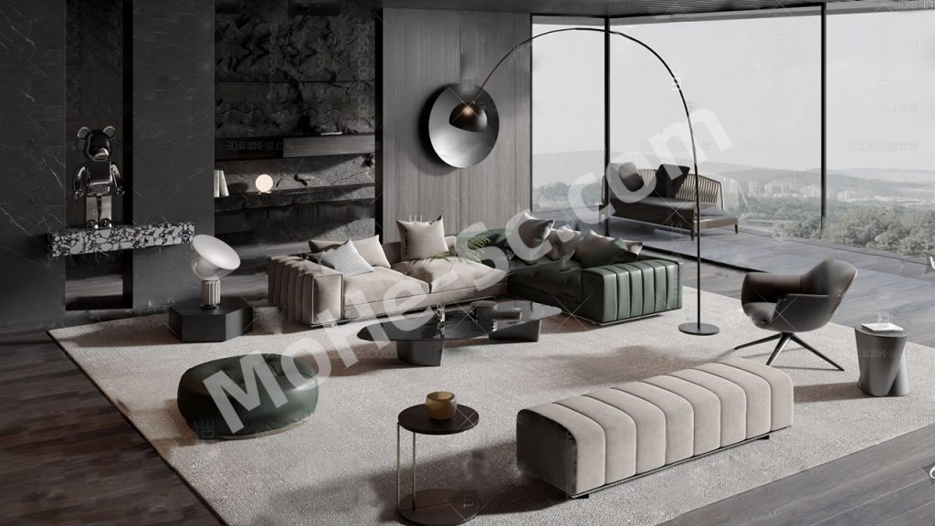 【沙发 Sofa】现代Minotti 沙发茶几组合SU模型  Modern Minotti Sofa and Coffee Table Combination SU Model