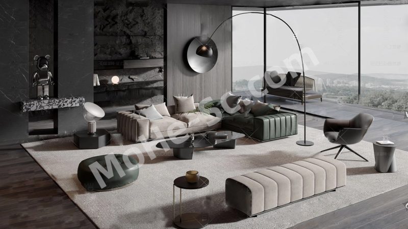 【沙发 Sofa】现代Minotti 沙发茶几组合SU模型  Modern Minotti Sofa and Coffee Table Combination SU Model-MOHE素材库-设计行业的乐园，各类素材的矿山！