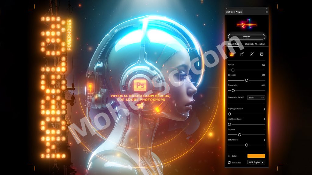 PS真实发光辉光插件 MobGlow Photoshop Plugin 1.0.1 For Photoshop2023 +