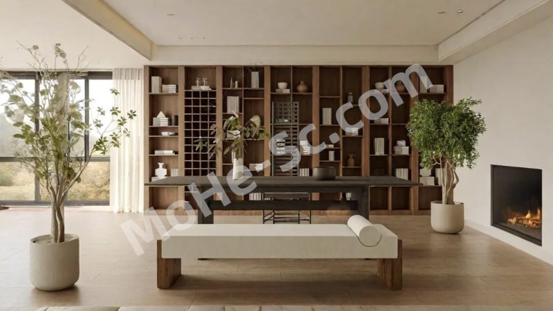 【书房 Study】侘寂书房SU模型 Wabi-Sabi Study SU Model-MOHE素材库-设计行业的乐园，各类素材的矿山！