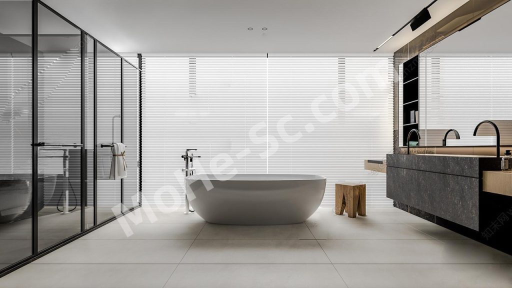 【卫生间 Bathroom】现代别墅卫生间SU模型 Modern Villa Bathroom SU Model