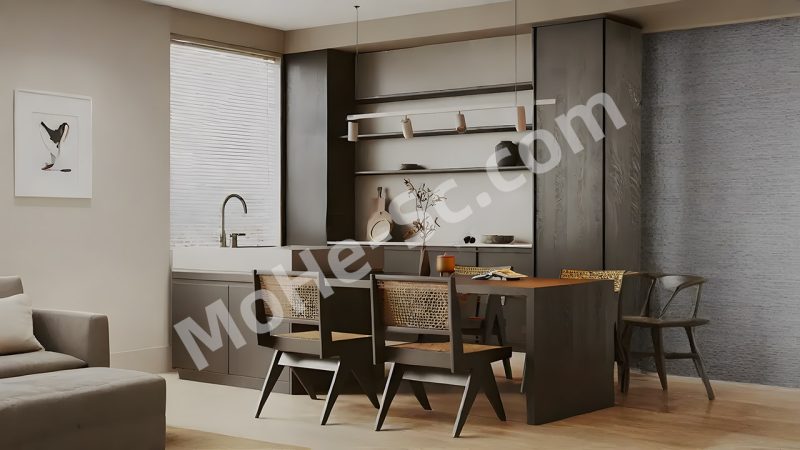 【吧台 Bar】侘寂风家居吧台区SU模型 Su model of wabi-sabi style home bar area-MOHE素材库-设计行业的乐园，各类素材的矿山！