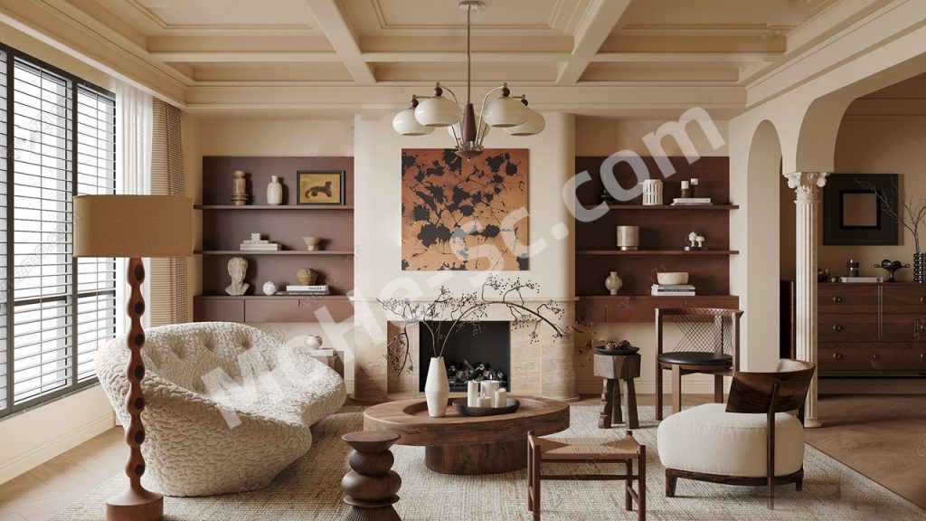 【客厅 Living Room】法式中古风客厅SU模型 French medieval style living room SU model