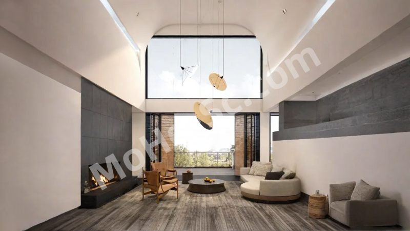 【客厅 Living Room】现代别墅客厅SU模型 Modern Villa Living Room SU Model-MOHE素材库-设计行业的乐园，各类素材的矿山！