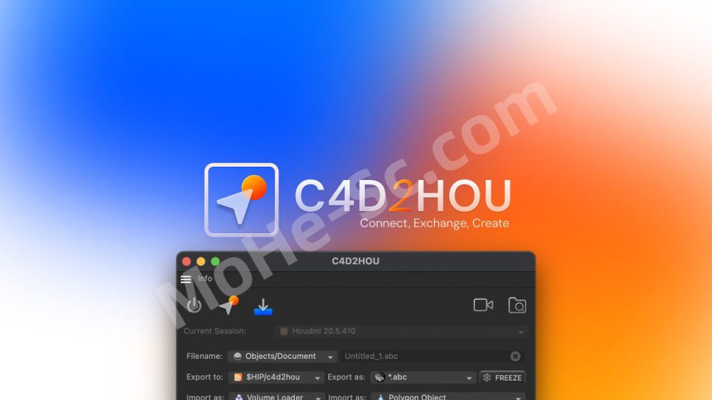 C4D Houdini桥接插件  C4D2HOU V1.04 For Cinema 4D 2023+ / Houdini 19+