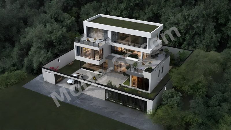 【别墅 Villa】现代独栋别墅SU模型 Modern single-family villa SU model-MOHE素材库-设计行业的乐园，各类素材的矿山！