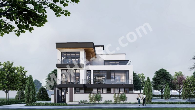 【别墅 Villa】现代风格独栋别墅SU模型 Modern style single-family villa SU model-MOHE素材库-设计行业的乐园，各类素材的矿山！