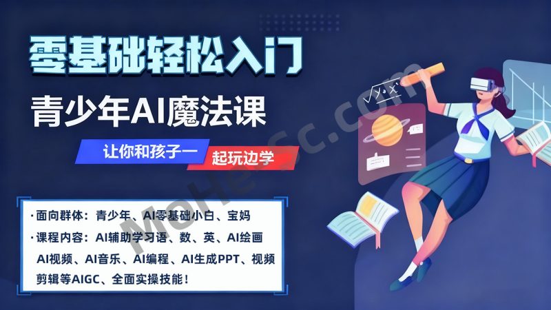 青少年的第一门AI课！青少年人工智能实操课程全面解析与学习指南，从启蒙到创作，让孩子用AI开启未来创新力-MOHE素材库-设计行业的乐园，各类素材的矿山！