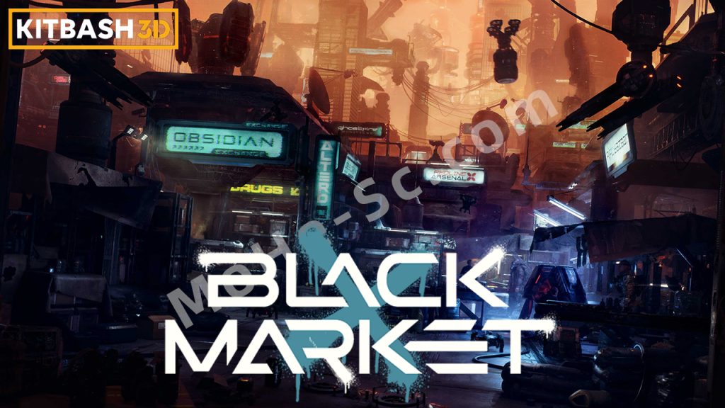 Black Market – Premium 3D Models and Materials 反乌托邦地下黑市街道建筑交易场景建筑Blender资产预设3D模型