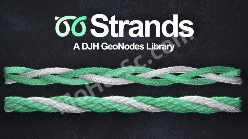Blender绳子锁链模拟资产预设 DJH Strands – A Geonodes Library V5 For Blender 4.1 +-MOHE素材库-设计行业的乐园，各类素材的矿山！