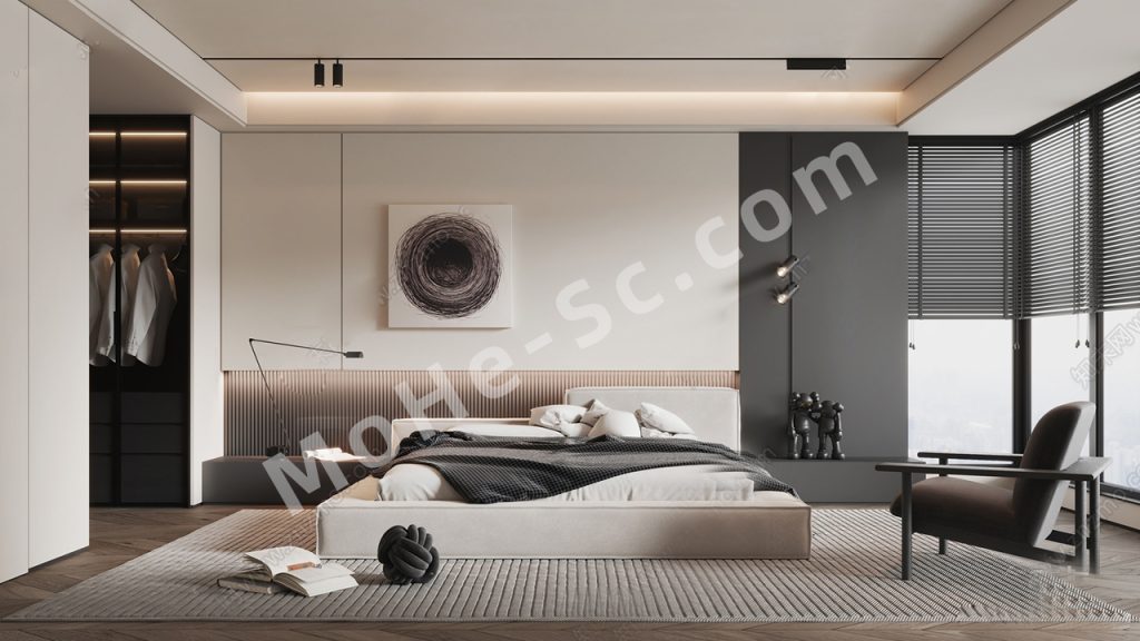【卧室 Bedroom】现代家居卧室SU模型  Modern Home Bedroom SU Model