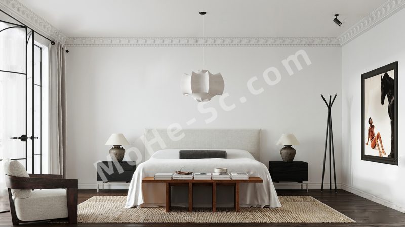 【卧室 Bedroom】现代家居卧室SU模型  Modern Home Bedroom SU Model-MOHE素材库-设计行业的乐园，各类素材的矿山！