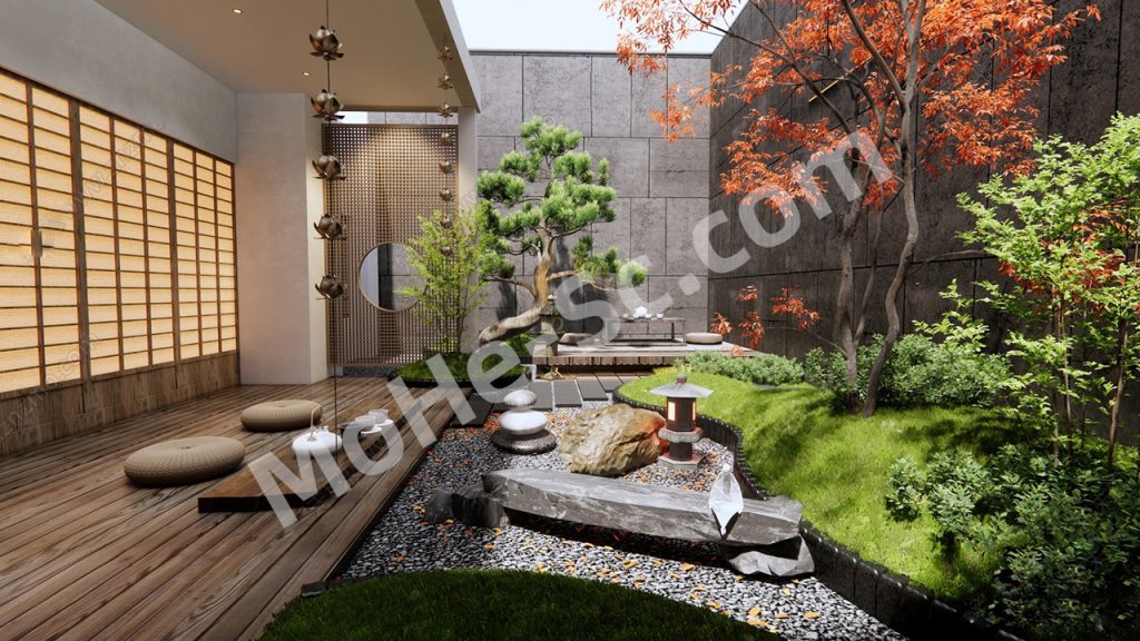 【庭院景观 Garden Landscape】日式庭院景观SU模型  Japanese Garden Landscape SketchUp Model