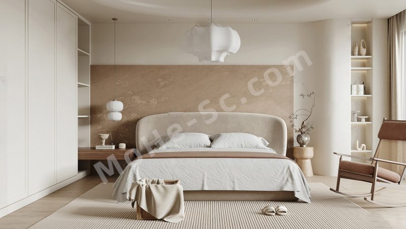 【卧室 Bedroom】侘寂卧室SU模型  Wabi-sabi style bedroom SU model-MOHE素材库-设计行业的乐园，各类素材的矿山！