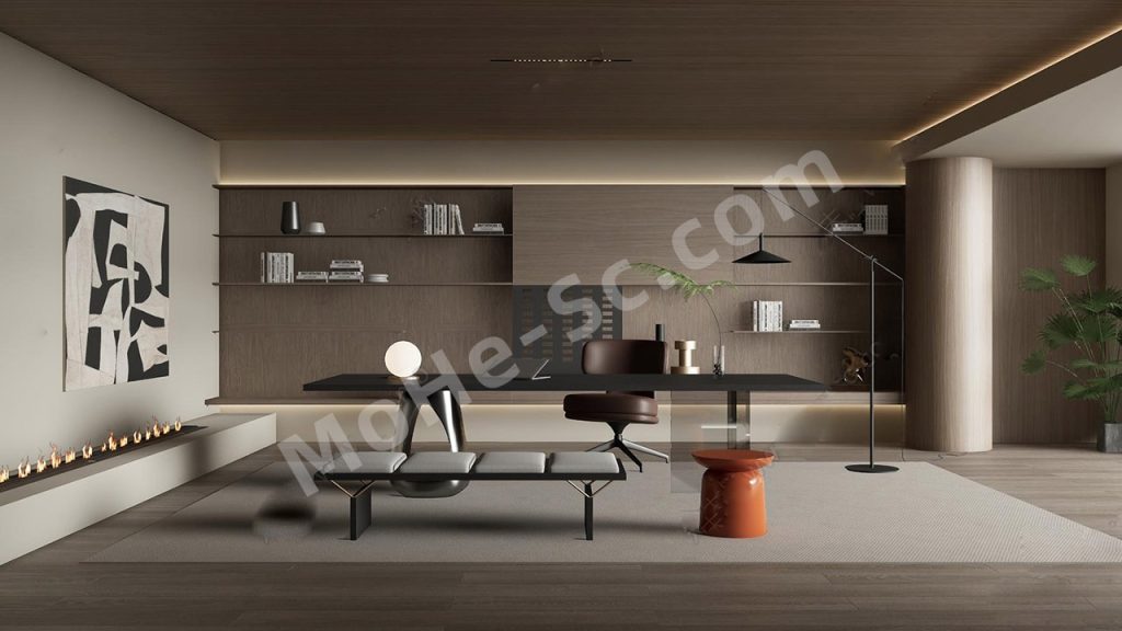 图片[1]-【书房 Study】现代书架SU模型 Modern bookshelf SketchUp model