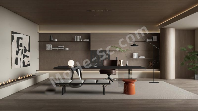 【书房 Study】现代书架SU模型 Modern bookshelf SketchUp model-MOHE素材库-设计行业的乐园，各类素材的矿山！