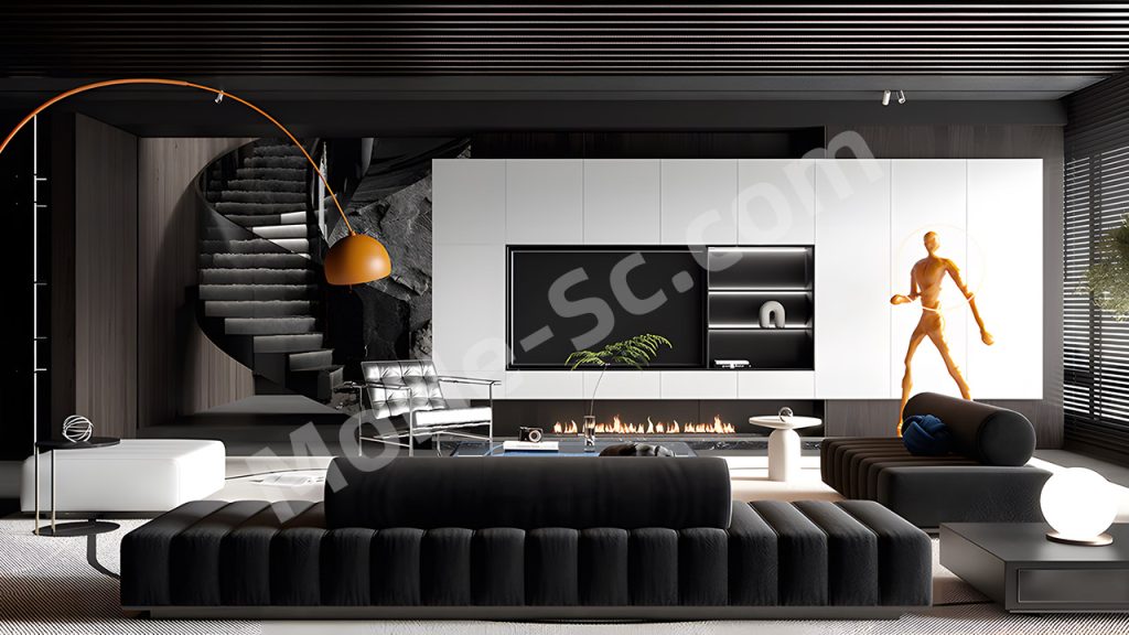 图片[1]-【客厅 Living Room】现代客厅SU模型  Modern Living Room SU Model