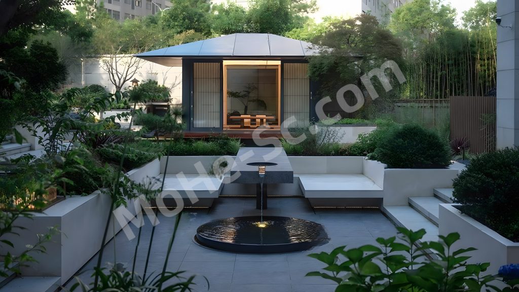 图片[1]-【庭院 Courtyard】现代下沉式庭院花园SU模型  Modern Sunken Courtyard Garden SU ​​Model