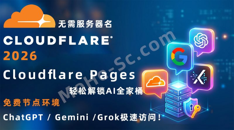 无需服务器！2026 Cloudflare Pages 免费节点环境教程：永久可用 + 免费域名，轻松解锁AI全家桶，ChatGPT / Gemini /Grok极速访问！-MOHE素材库-设计行业的乐园，各类素材的矿山！