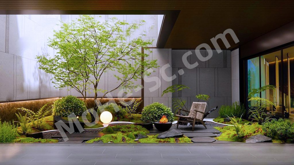 图片[1]-【庭院 Courtyard Garden】现代庭院花园SU模型下载 Download Modern Courtyard Garden SketchUp Model