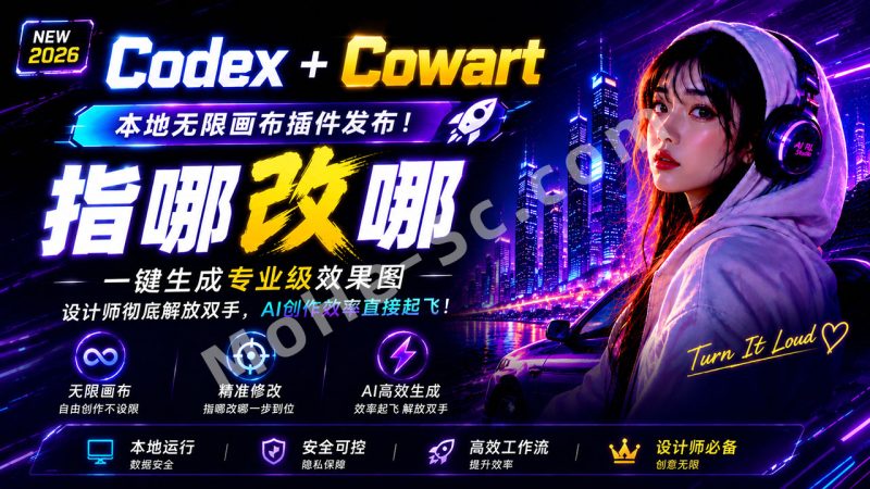 Codex + Cowart 本地无限画布插件发布！指哪改哪，一键生成专业级效果图，设计师彻底解放双手，AI创作效率直接起飞！-MOHE素材库-设计行业的乐园，各类素材的矿山！