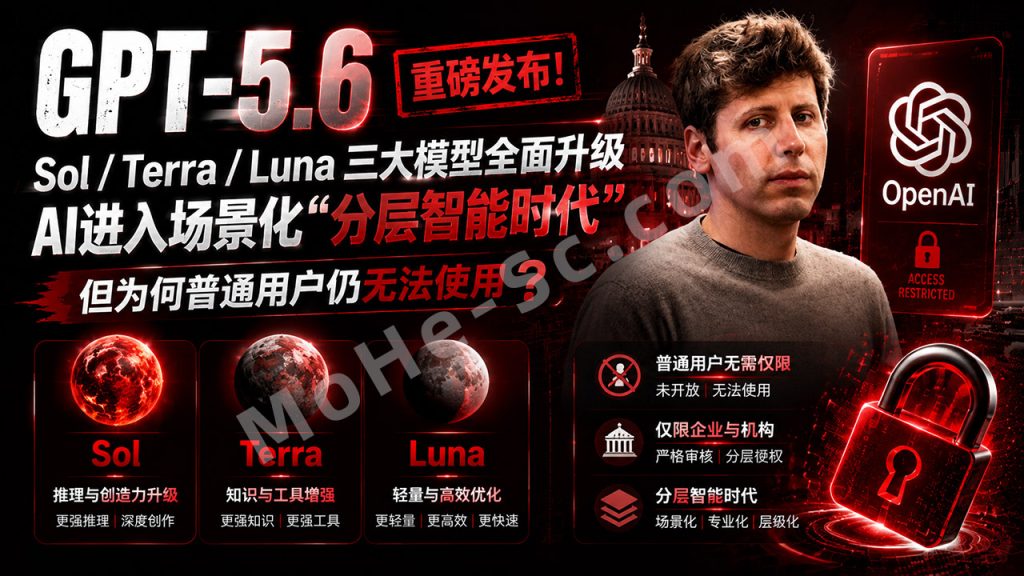 图片[1]-GPT-5.6 重磅发布！Sol / Terra / Luna 三大模型全面升级，AI进入场景化“分层智能时代”，但为何普通用户仍无法使用？