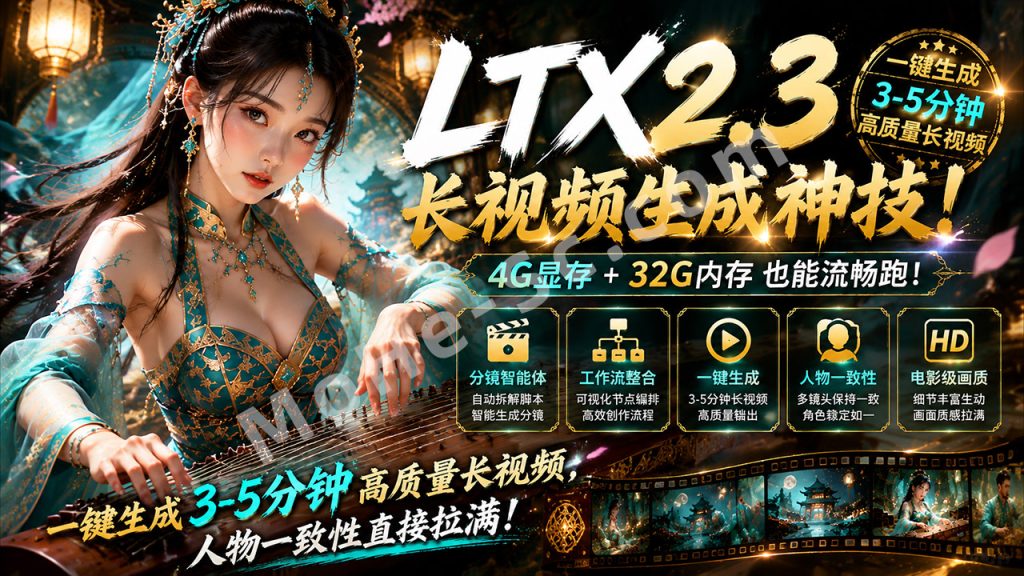 图片[1]-LTX2.3 长视频生成神技！4G显存+32G内存玩转分镜，一键生成3-5分钟高质量长视频，人物一致性直接拉满！附智能体 + 工作流 + 成片 + 模型