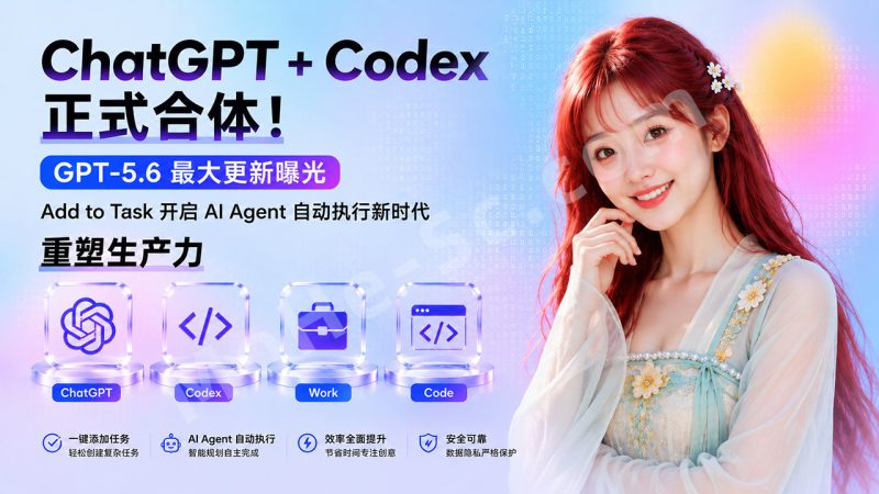 ChatGPT + Codex 正式合体！GPT-5.6 最大更新曝光：Add to Task 开启 AI Agent 自动执行新时代，重塑生产力-MOHE素材库-设计行业的乐园，各类素材的矿山！
