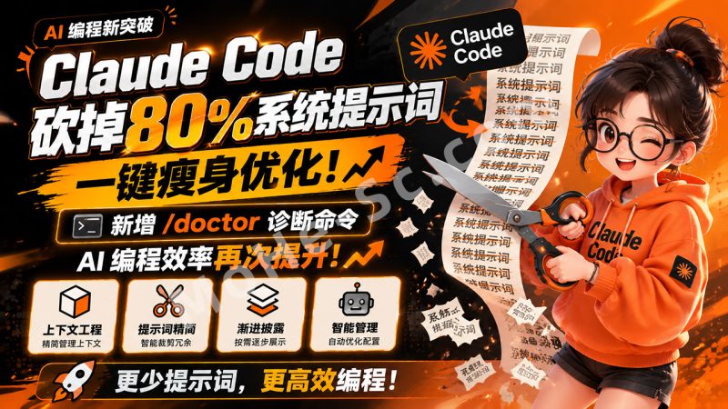 Claude Code 迎来重磅升级！砍掉 80% 系统提示词一键瘦身优化，新增 /doctor 诊断命令，AI 编程效率再次提升