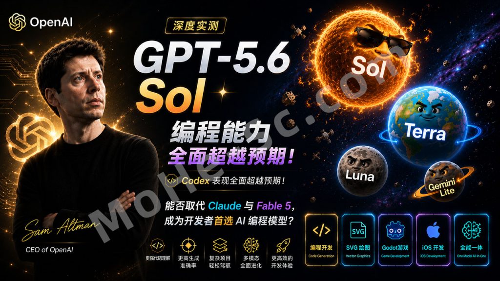 图片[1]-GPT-5.6 Sol 深度实测编程能力：Codex 表现全面超越预期！能否取代 Claude 与 Fable 5，成为开发者首选 AI 编程模型？编程、SVG、Godot游戏、iOS开发一个模型搞定！