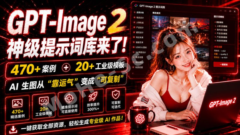 免费开源的 GPT-Image 2 神级提示词库来了！470+ 案例 + 20+ 工业级模板，AI 生图从