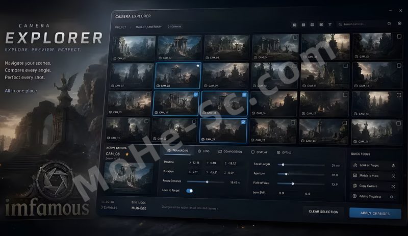 3DS MAX 摄像机缩略图插件 Cam Explorer v1.08 For 3ds Max 2025 ~ 2027-MOHE素材库-设计行业的乐园，各类素材的矿山！