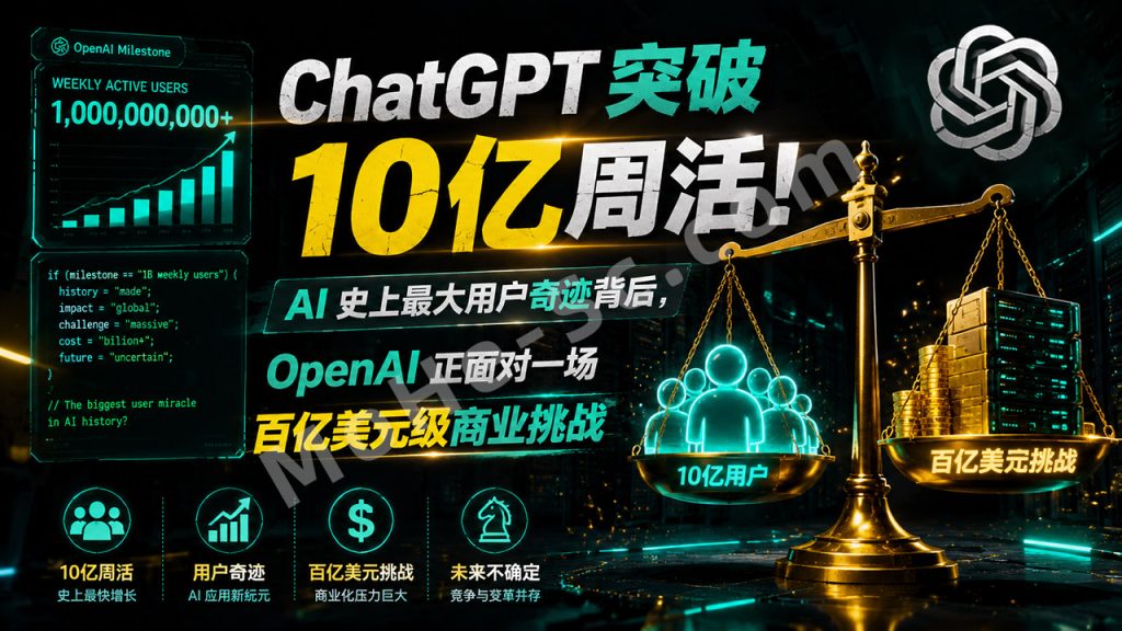 图片[1]-ChatGPT 突破 10 亿周活！AI 史上最大用户奇迹背后，OpenAI 正面对一场百亿美元级商业挑战